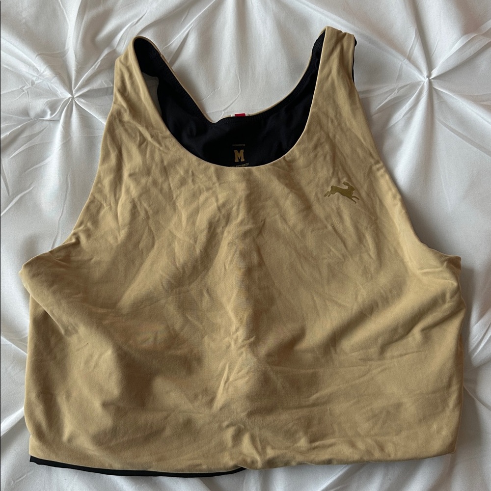 Tracksmith Tan and Black Reversible Tank